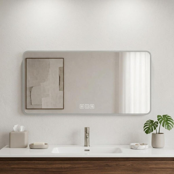 24 Inch Led Illuminated Frameless Bathroom Vanity Mirror with Anti Fog for Modern Spaces