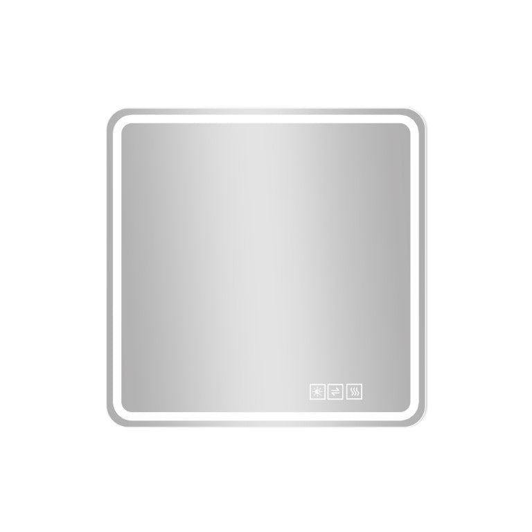 HomeRoots 36 Inch Square Backlit Bathroom Mirror with Led Lighting and Fog-free Glass Surface 723475