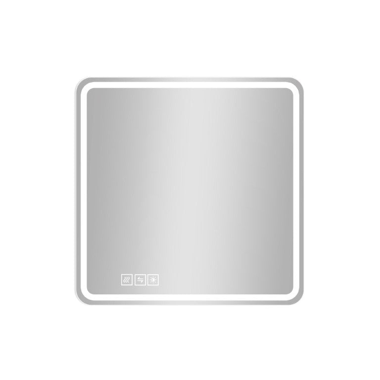 HomeRoots 36 Inch Square Backlit Bathroom Mirror with Led Lighting and Fog-free Glass Surface 723475