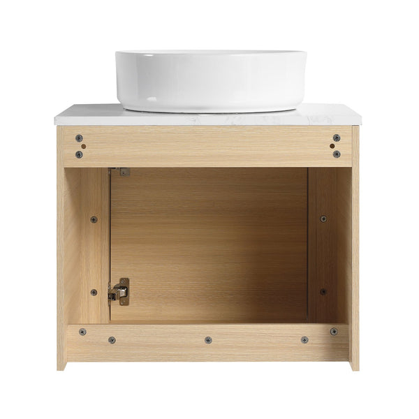 English Elm 24'' Wall-Mounted Bathroom Vanity With Soft-Close Door & Stylish Ceramic Sink For Small Spaces W999S00457