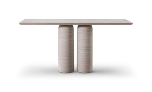 HomeRoots 60 Inch Genuine Marble Top Pedestal Console Table for Elegant Entryway Decor 723492