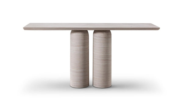 HomeRoots 60 Inch Genuine Marble Top Pedestal Console Table for Elegant Entryway Decor 723492