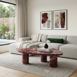 48 Inch Genuine Marble Free Form Coffee Table Bold Living Room Statement Piece