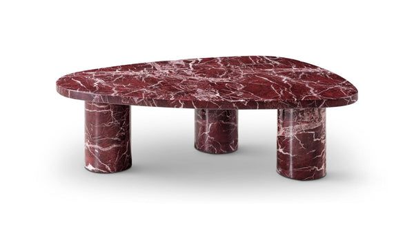 48 Inch Genuine Marble Free Form Coffee Table Bold Living Room Statement Piece