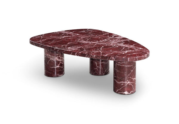 48 Inch Genuine Marble Free Form Coffee Table Bold Living Room Statement Piece