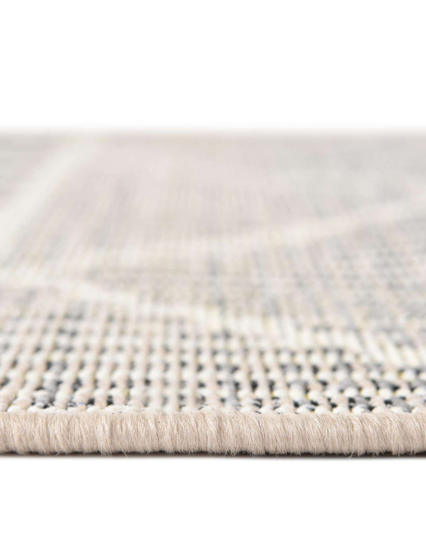 Unique Loom Outdoor Trellis Dalyan Machine Made Striped Rug Gray, Ivory/Beige 7' 10" x 7' 10"