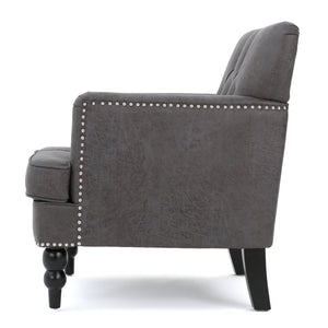English Elm Christopher Knight Home® - HARRISON Tufted Club Chair with Diamond-Stitched Back, Nailhead Trim and Turned Birch Legs for Comfort and Style Slate 53444.00MFSLA