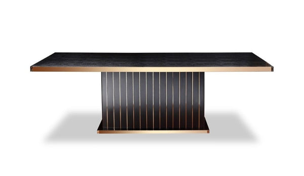 VIG Furniture Talin High-Gloss Black Crocodile Textured Dining Table With Rose Gold Accents Seats 8 Elegantly VGUNCC842-240
