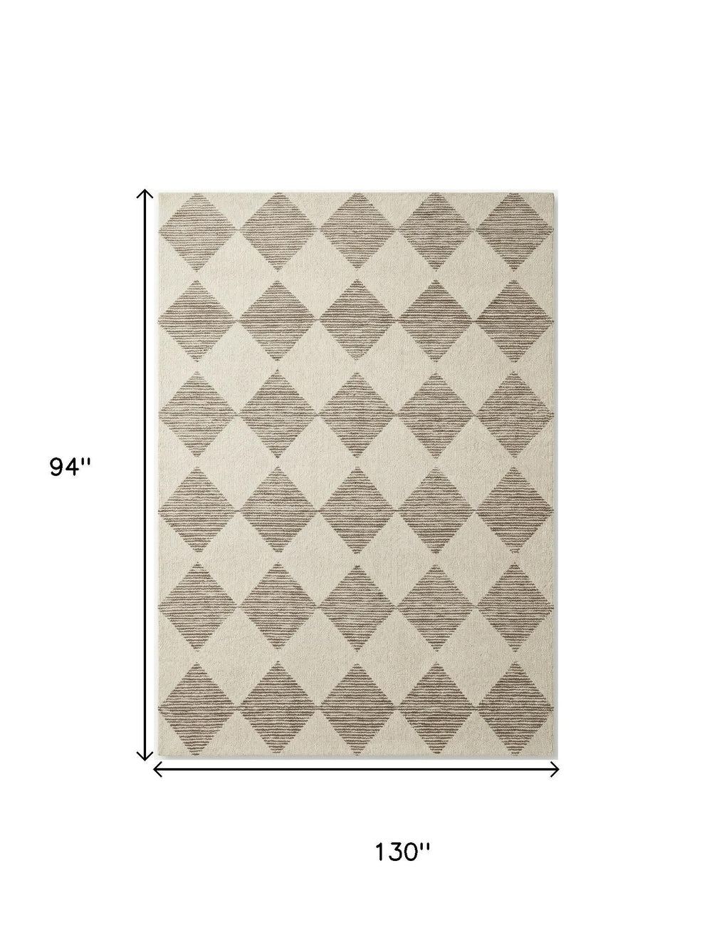 Geometric Polyester Area Rug with Jute Backing Neutral Tones Accent for Living Rooms