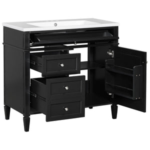 English Elm 36'' Modern Bathroom Vanity With Resin Sink, Storage Cabinet & Tip-Out Drawer For Stylish Organization SW000119AAB-2