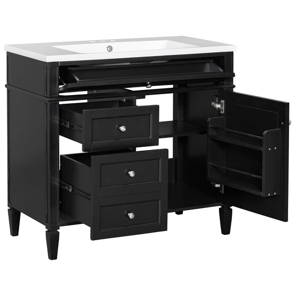 English Elm 36'' Modern Bathroom Vanity With Resin Sink, Storage Cabinet & Tip-Out Drawer For Stylish Organization SW000119AAB-2