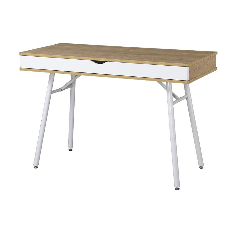 HomeRoots 45 Inch Two-tone Oak Steel Frame Writing Desk for Modern Home Office Workspaces 723726