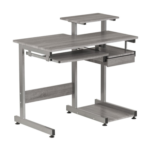 38 Inch Steel Sled Frame Writing Desk with Wood Top for Modern Home Office Workstation