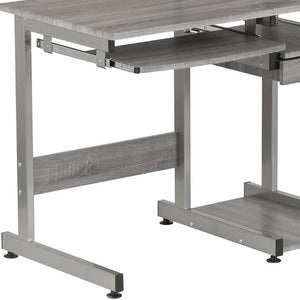 38 Inch Steel Sled Frame Writing Desk with Wood Top for Modern Home Office Workstation