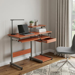 38 Inch Steel Sled Frame Writing Desk with Wood Top for Modern Home Office Workstation