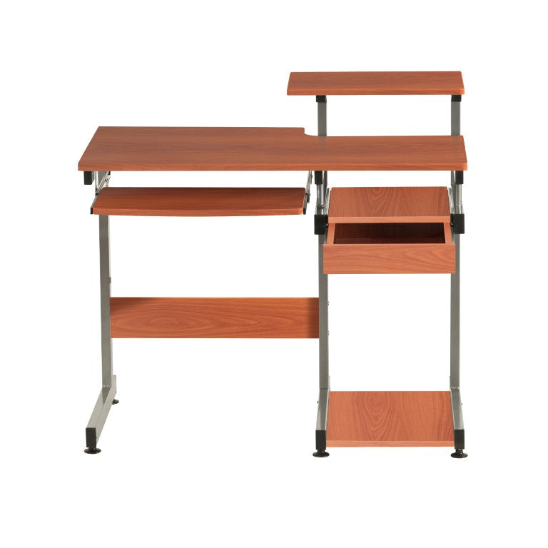 HomeRoots 38 Inch Steel Sled Frame Writing Desk with Wood Top for Modern Home Office Workstation Oak / Silver 723735