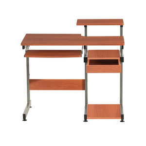 HomeRoots 38 Inch Steel Sled Frame Writing Desk with Wood Top for Modern Home Office Workstation Oak / Silver 723735