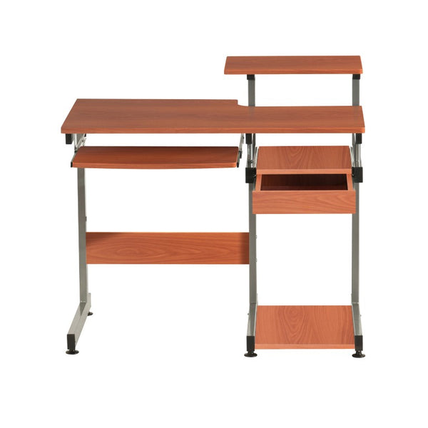 HomeRoots 38 Inch Steel Sled Frame Writing Desk with Wood Top for Modern Home Office Workstation Oak / Silver 723735