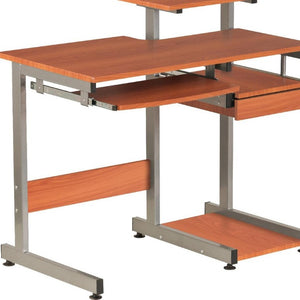 38 Inch Steel Sled Frame Writing Desk with Wood Top for Modern Home Office Workstation