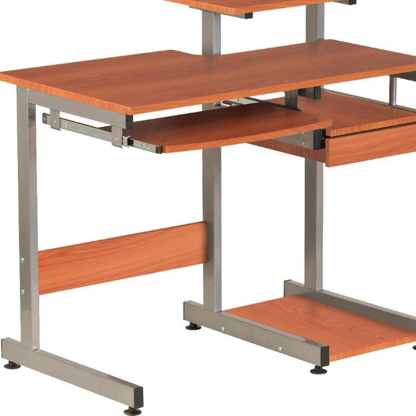 38 Inch Steel Sled Frame Writing Desk with Wood Top for Modern Home Office Workstation