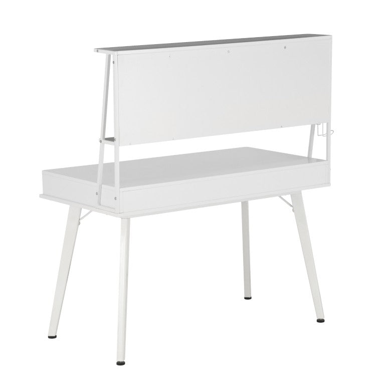 HomeRoots 47 Inch White Wooden Home Office Writing Desk with Integrated Magnetic Dry Erase Surface 723737