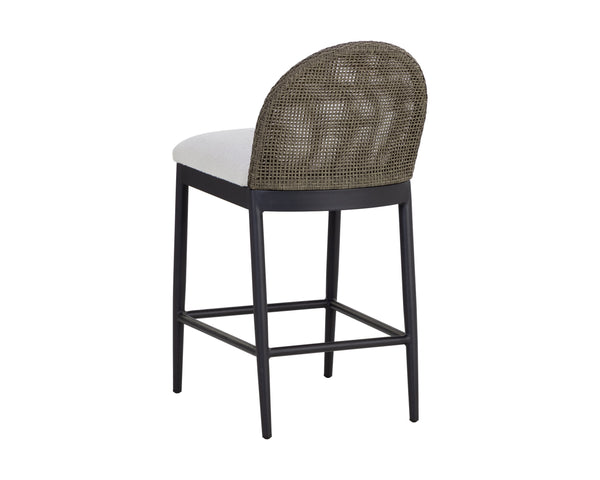Sunpan Calandri Counter Stool - Stylish Outdoor Seating with Comfort, Durable Fabric & Chic Wicker Design Black / Louis Cream