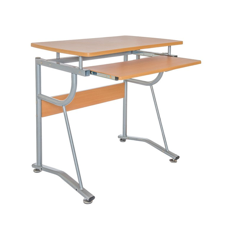 HomeRoots 43 Inch Oak Finish Steel Frame Writing Desk Modern Home Office Workspace Furniture 723739