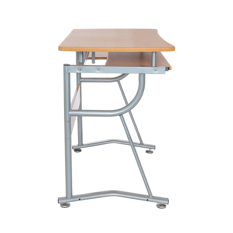 HomeRoots 43 Inch Oak Finish Steel Frame Writing Desk Modern Home Office Workspace Furniture 723739