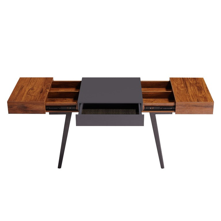 HomeRoots 51 Inch Mahogany Steel Frame Writing Desk for Home Office with Modern Industrial Appeal 723740