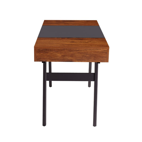 51 Inch Mahogany Steel Frame Writing Desk for Home Office with Modern Industrial Appeal