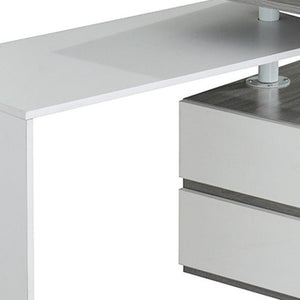58 Inch Adjustable Wood Home Office Desk with Two Drawer Storage Cabinet in Gray