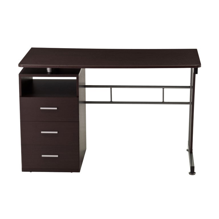 HomeRoots 48 Inch Wood and Steel Writing Desk with Three Drawers for Home Office Storage 723743