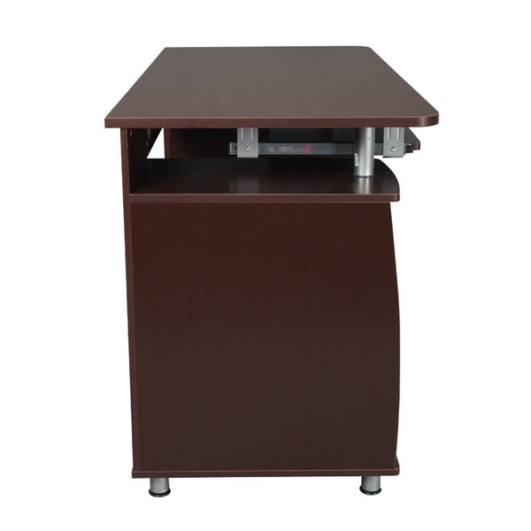 48 Inch Chocolate Brown Wood Pedestal Writing Desk with Storage Cabinets and Drawers