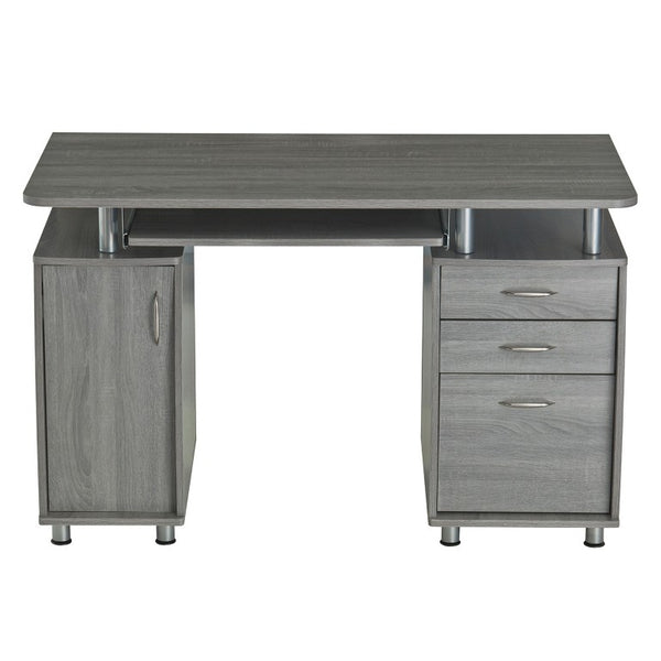 48 Inch Wood Pedestal Writing Desk with Dual Storage Cabinets and Two Drawers for Home Office