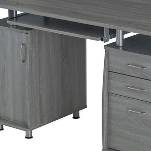 48 Inch Wood Pedestal Writing Desk with Dual Storage Cabinets and Two Drawers for Home Office