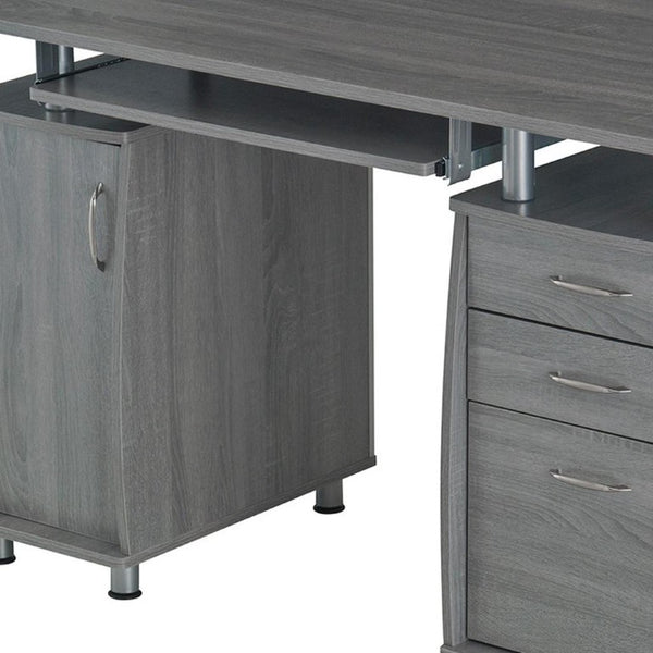 48 Inch Wood Pedestal Writing Desk with Dual Storage Cabinets and Two Drawers for Home Office