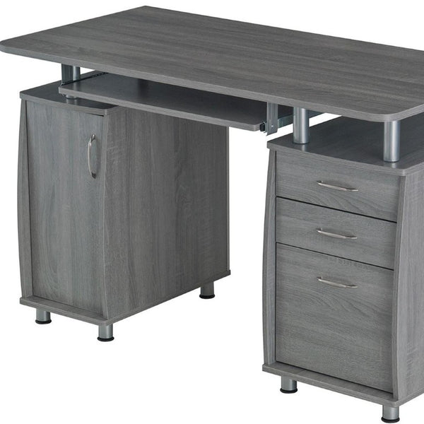 48 Inch Wood Pedestal Writing Desk with Dual Storage Cabinets and Two Drawers for Home Office
