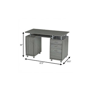 48 Inch Wood Pedestal Writing Desk with Dual Storage Cabinets and Two Drawers for Home Office