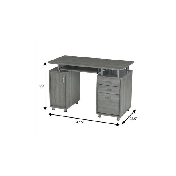 48 Inch Wood Pedestal Writing Desk with Dual Storage Cabinets and Two Drawers for Home Office