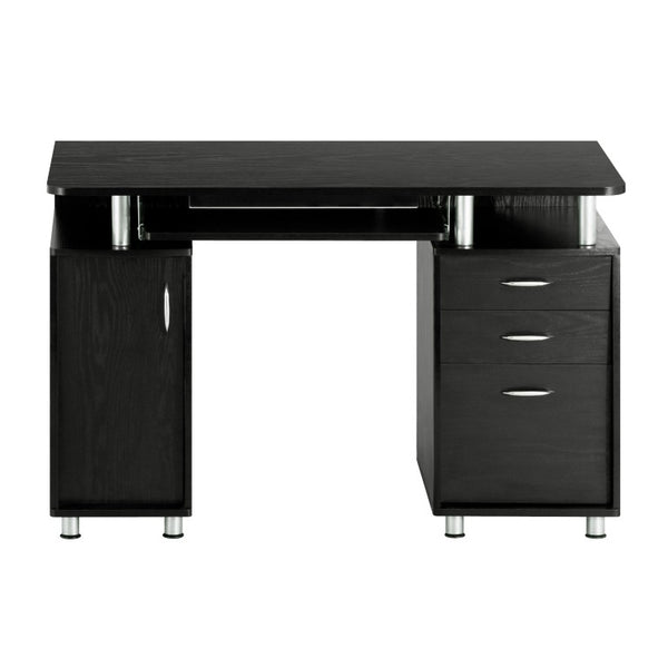 48 Inch Wood Pedestal Writing Desk with Dual Storage Cabinets and Two Drawers for Home Office