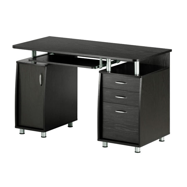 48 Inch Wood Pedestal Writing Desk with Dual Storage Cabinets and Two Drawers for Home Office