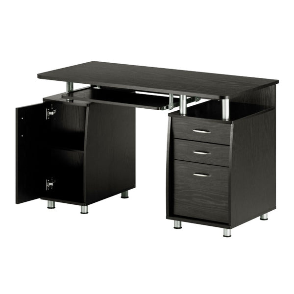 48 Inch Wood Pedestal Writing Desk with Dual Storage Cabinets and Two Drawers for Home Office
