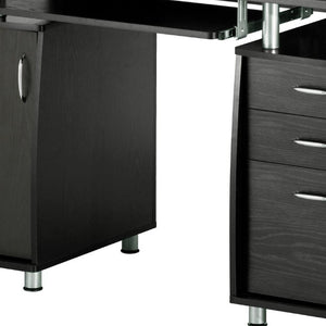 48 Inch Wood Pedestal Writing Desk with Dual Storage Cabinets and Two Drawers for Home Office