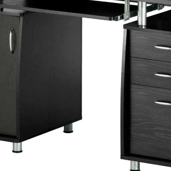 48 Inch Wood Pedestal Writing Desk with Dual Storage Cabinets and Two Drawers for Home Office