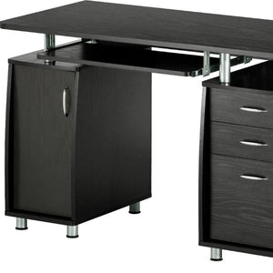 48 Inch Wood Pedestal Writing Desk with Dual Storage Cabinets and Two Drawers for Home Office