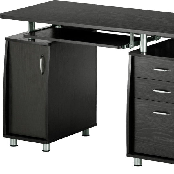48 Inch Wood Pedestal Writing Desk with Dual Storage Cabinets and Two Drawers for Home Office