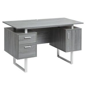 51 Inch Steel Frame Wood Pedestal Executive Desk with Dual Drawers for Home Office