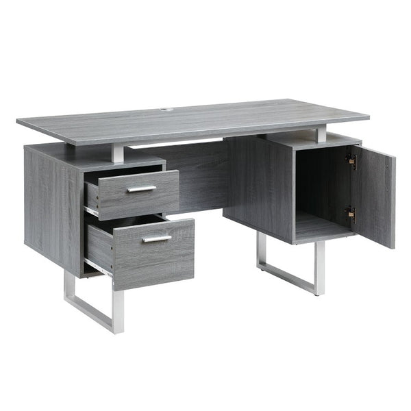 51 Inch Steel Frame Wood Pedestal Executive Desk with Dual Drawers for Home Office