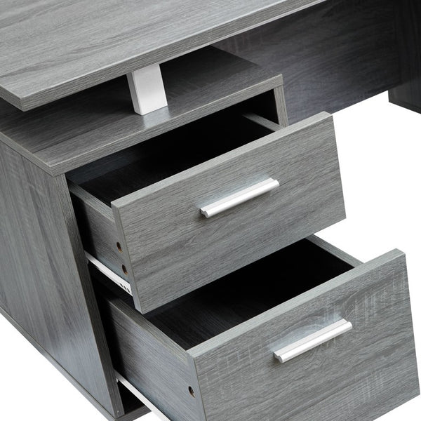 51 Inch Steel Frame Wood Pedestal Executive Desk with Dual Drawers for Home Office