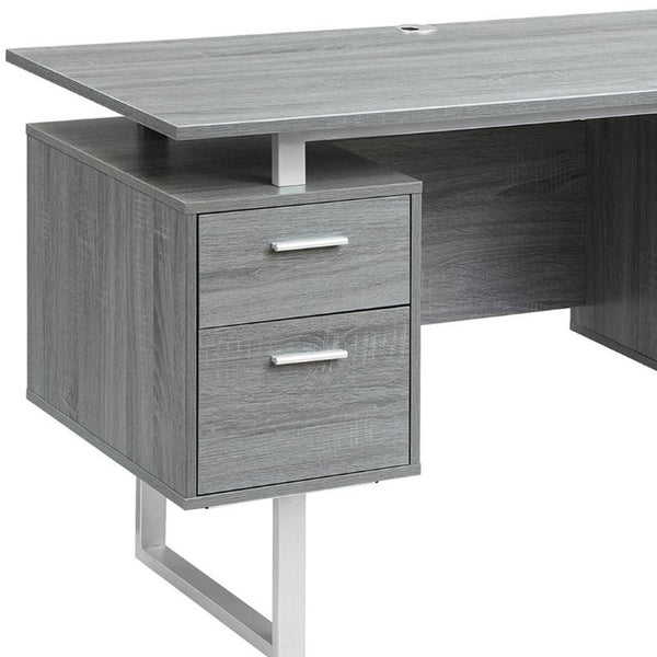 51 Inch Steel Frame Wood Pedestal Executive Desk with Dual Drawers for Home Office